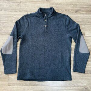 Merrell Fleece Sweater Mens Medium Gray Select Regulate Pullover Elbow Patches